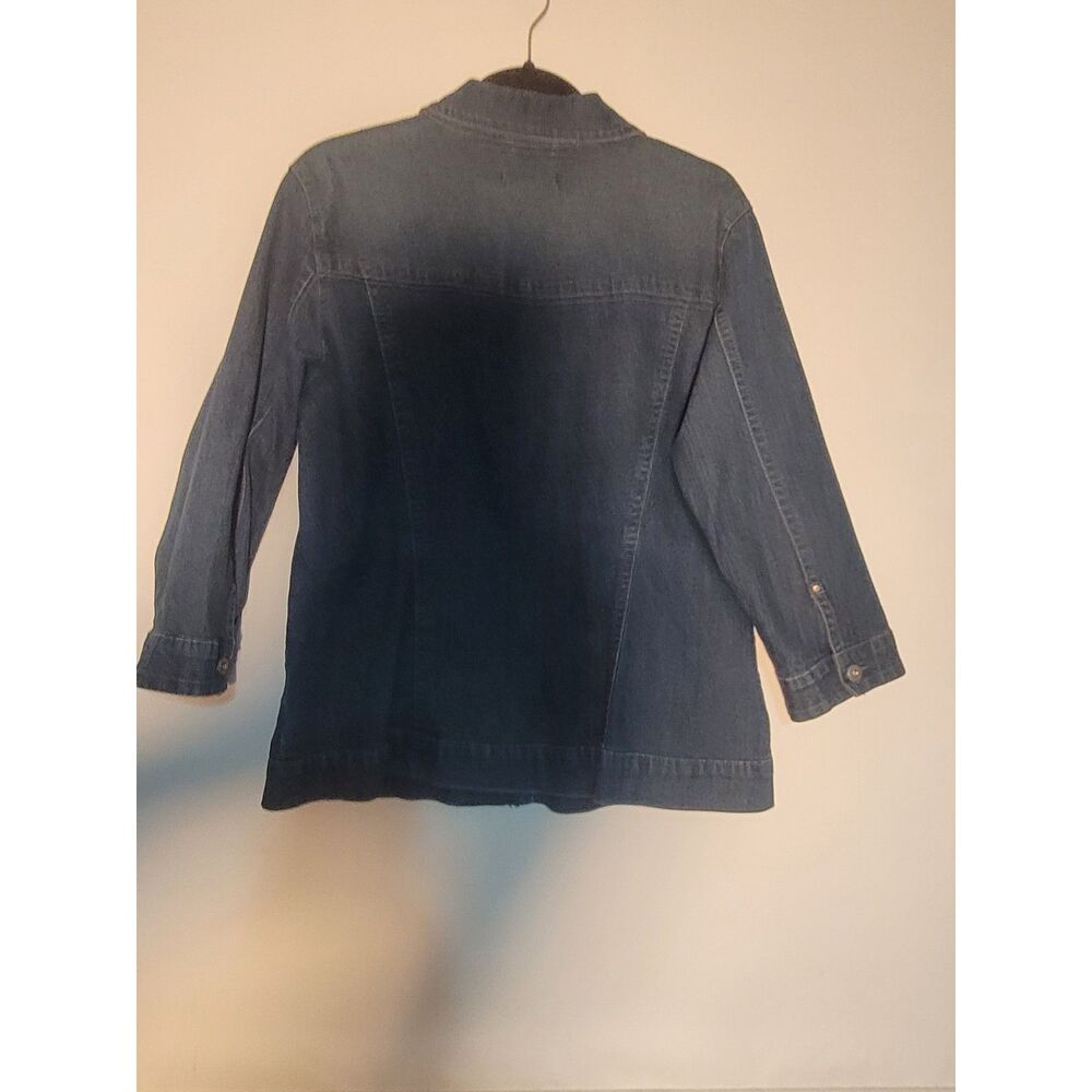 Bandolino Womens XL 3/4 Sleeve Blue Denim Jean Jacket Button Front